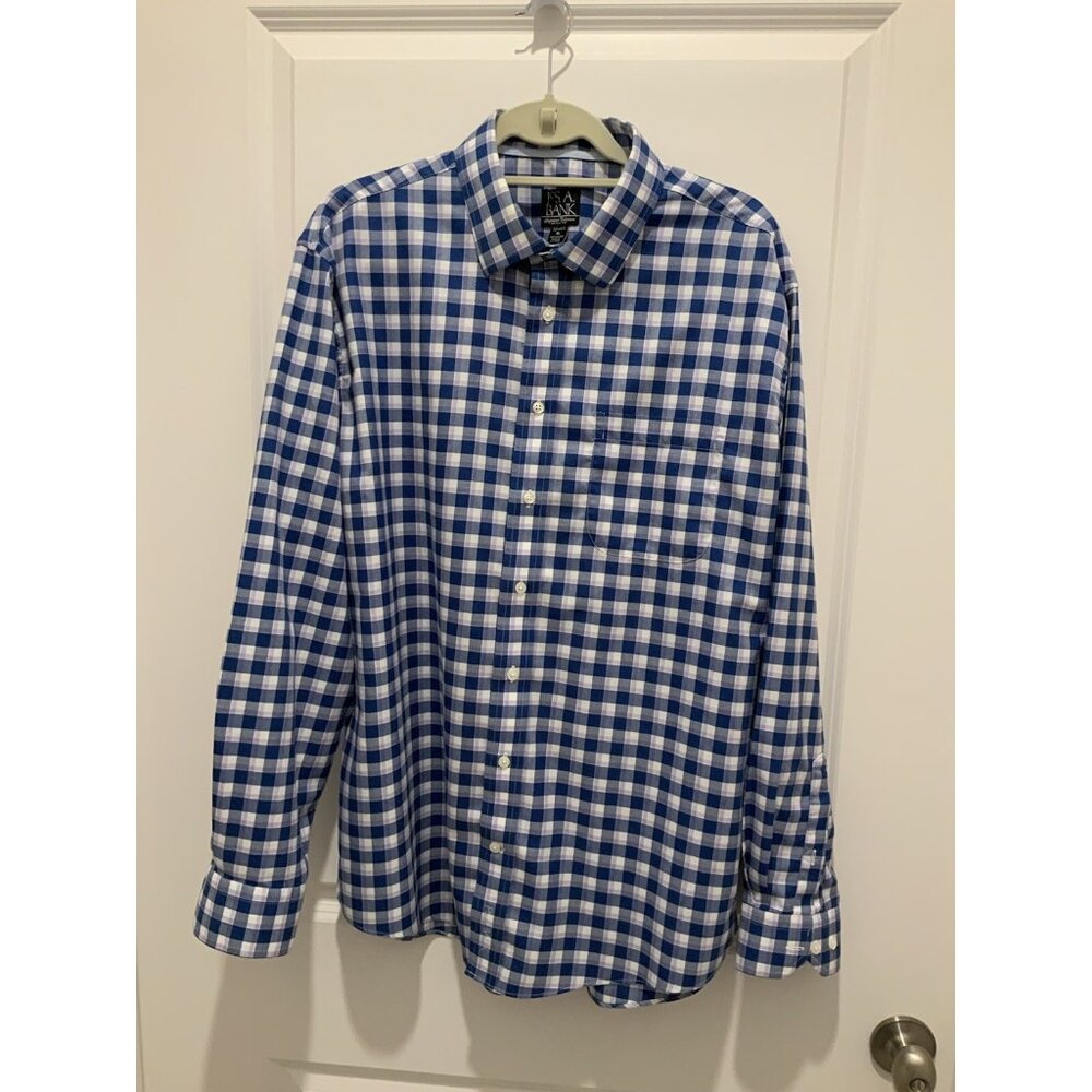 Jos. A Bank Signature Collection Tailored Fit XL Blue White Lilac Wrinkle Free
